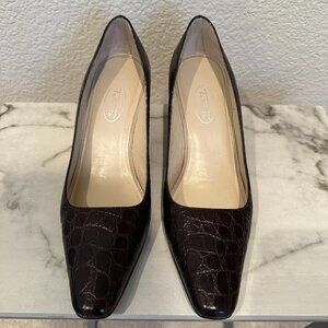Talbots Cocoa Raina3 Brown Crocodile-Like Brown Pumps